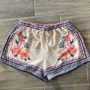 Flying Tomato Cream Floral Border Lounging 
Shorts Med